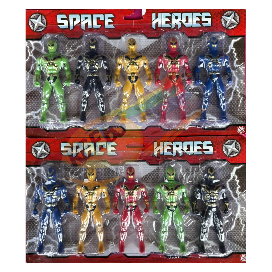 Space heroes action figure pack with light